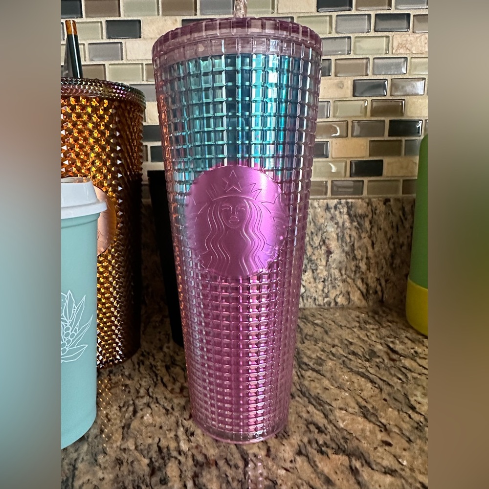 Starbucks purple and teal venti cup